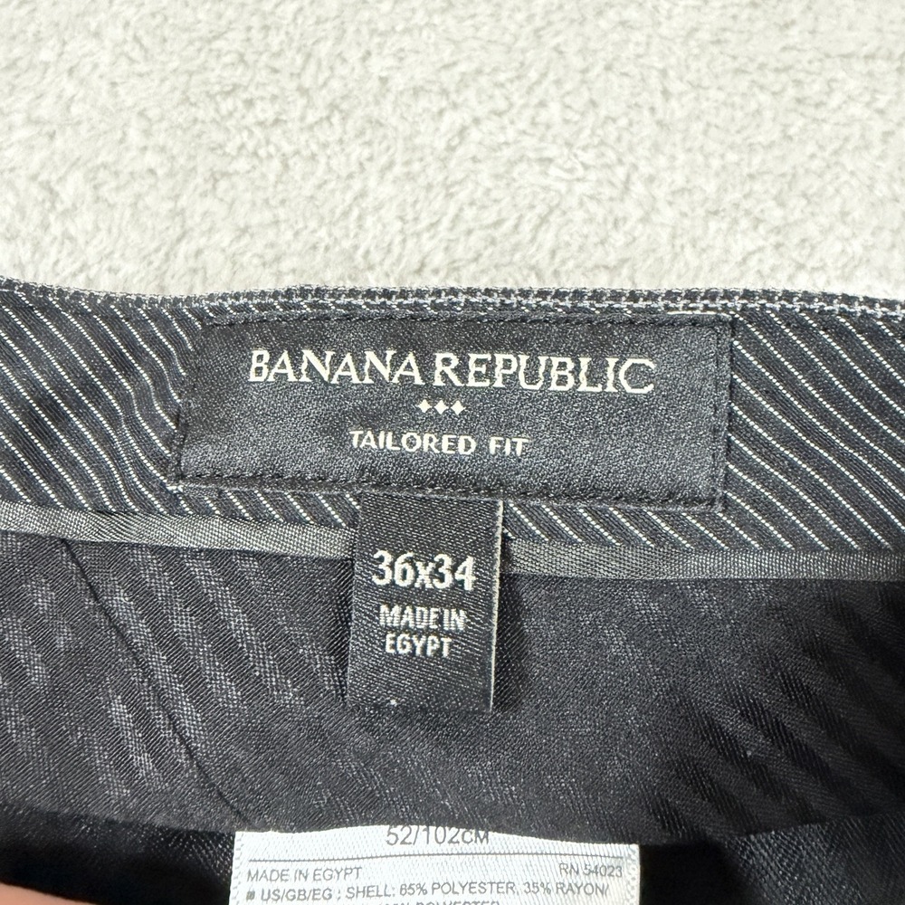 Banana Republic Non-Iron Tailored Fit Dress Pants Men's 36x34 Gray Flat Front - Picture 6 of 13
